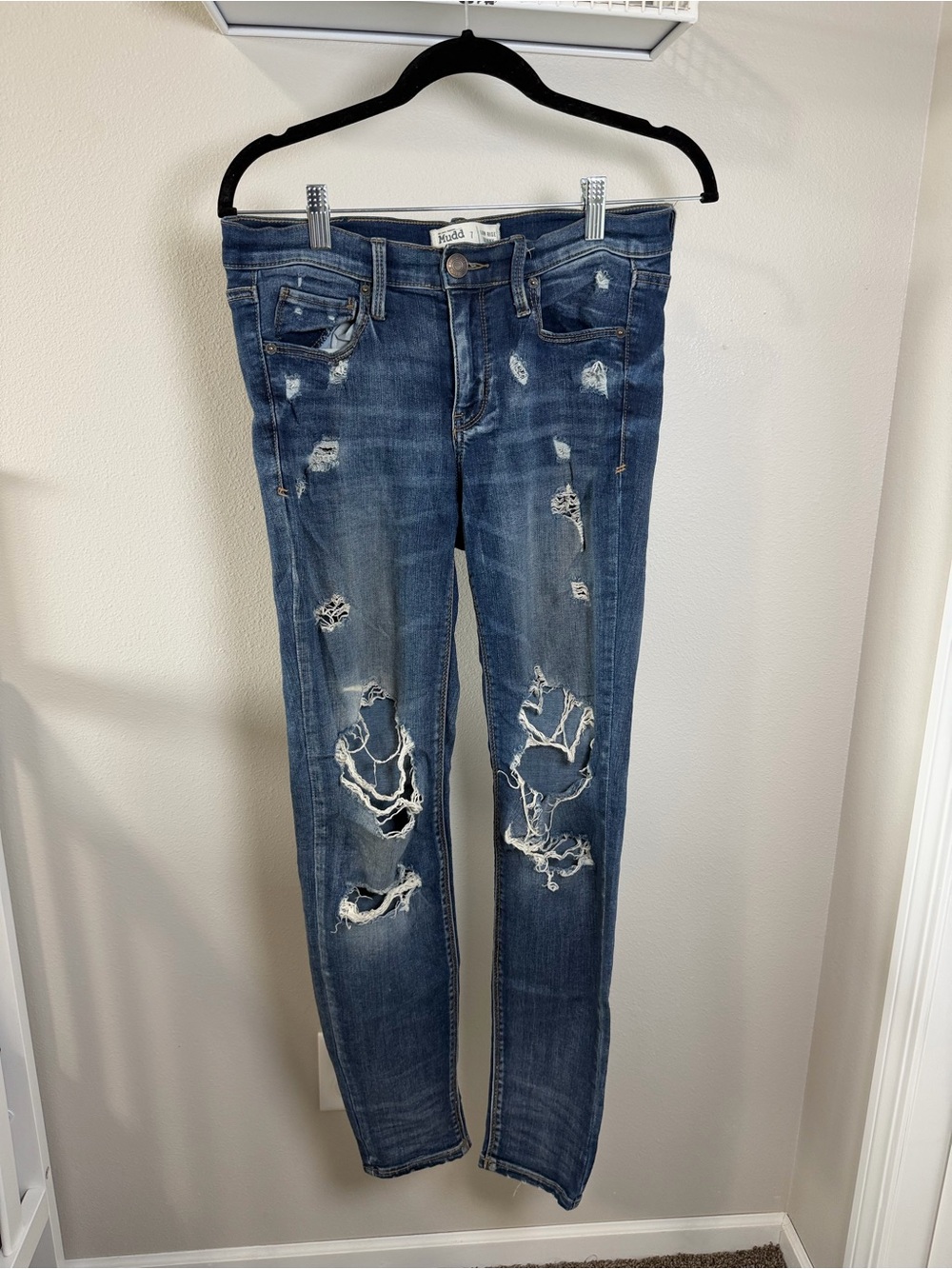Mudd Distressed Skinny Jeans - Dark Blue